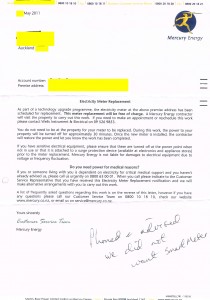 Mercury Energy smart meter letter May 2011